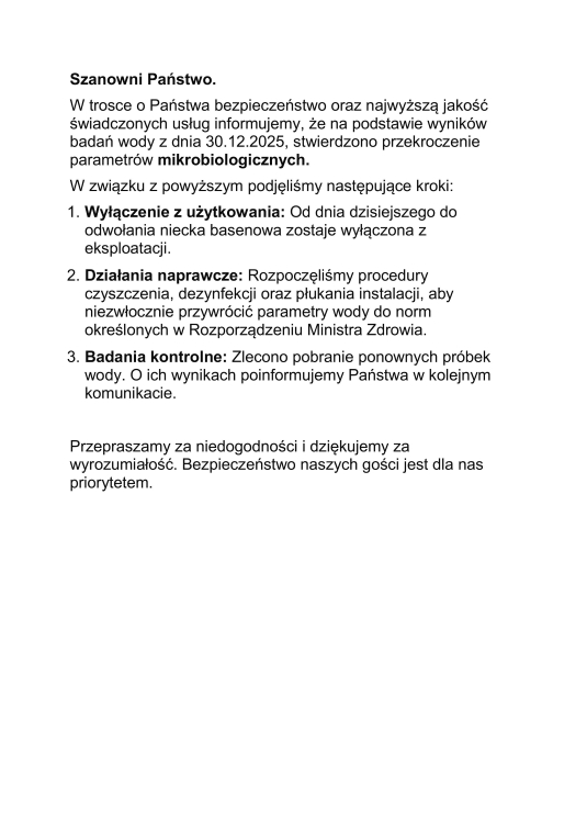 Informacja o zamkni eciu basenu